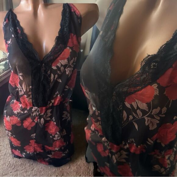 Retired SHEIN Romper Teddy l Black l Plunging Neckline l Lace l Sheer l 4X - Picture 3 of 11